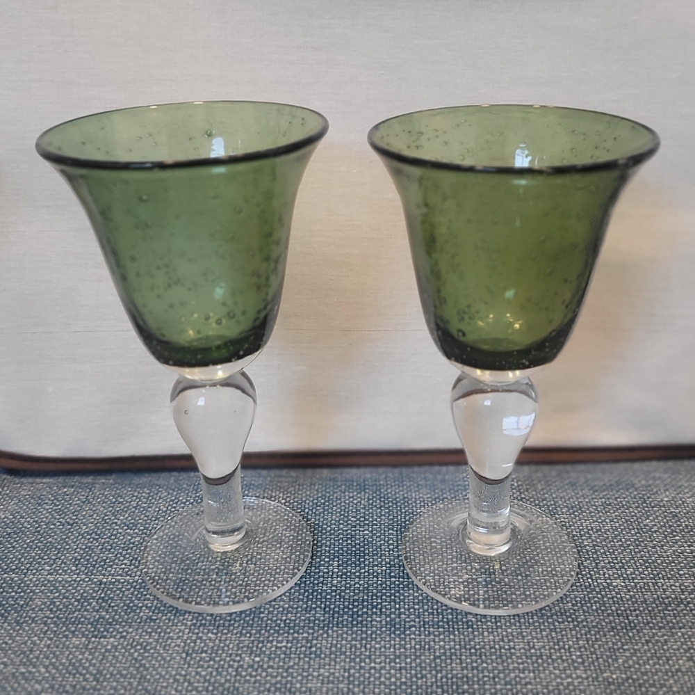 Vintage Artland Iris Emerald Sage Goblets - set of 2